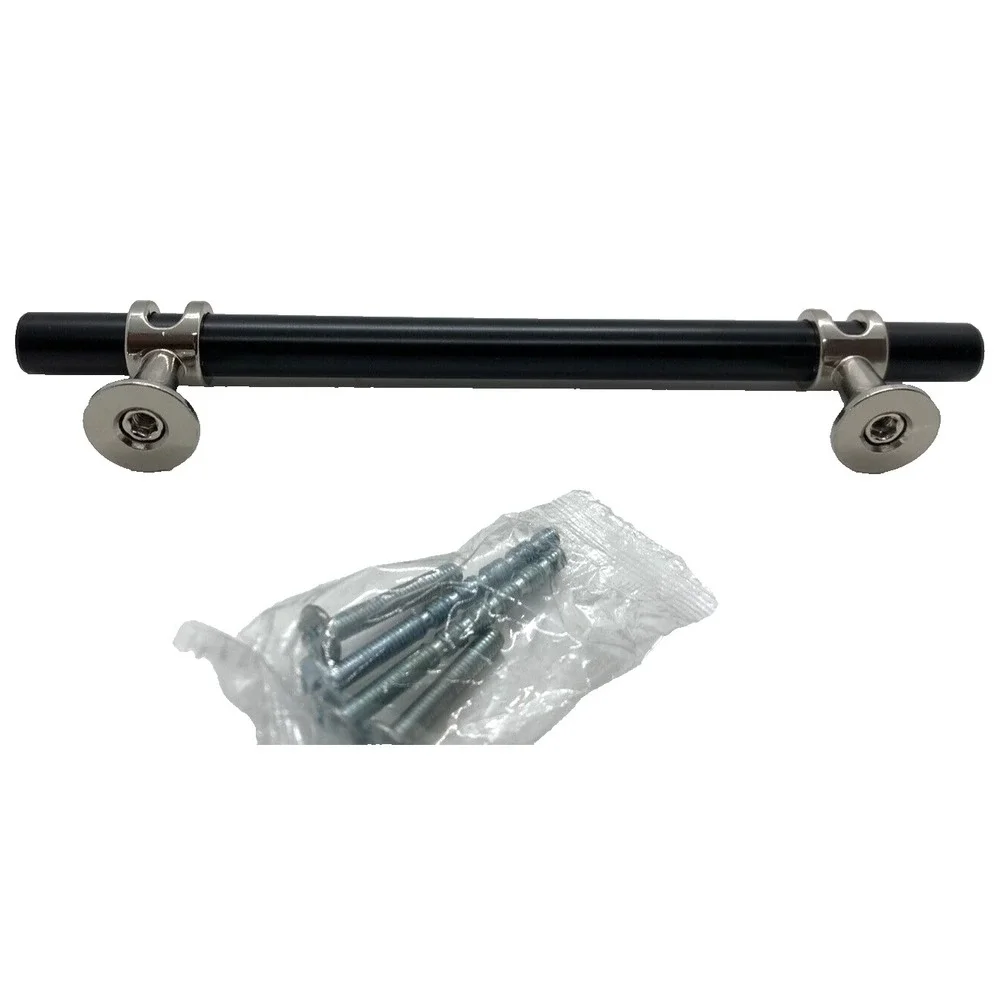 8 Black Bar with Silver Cabinet Drawer Handle Pulls Cupboard Hardware 7